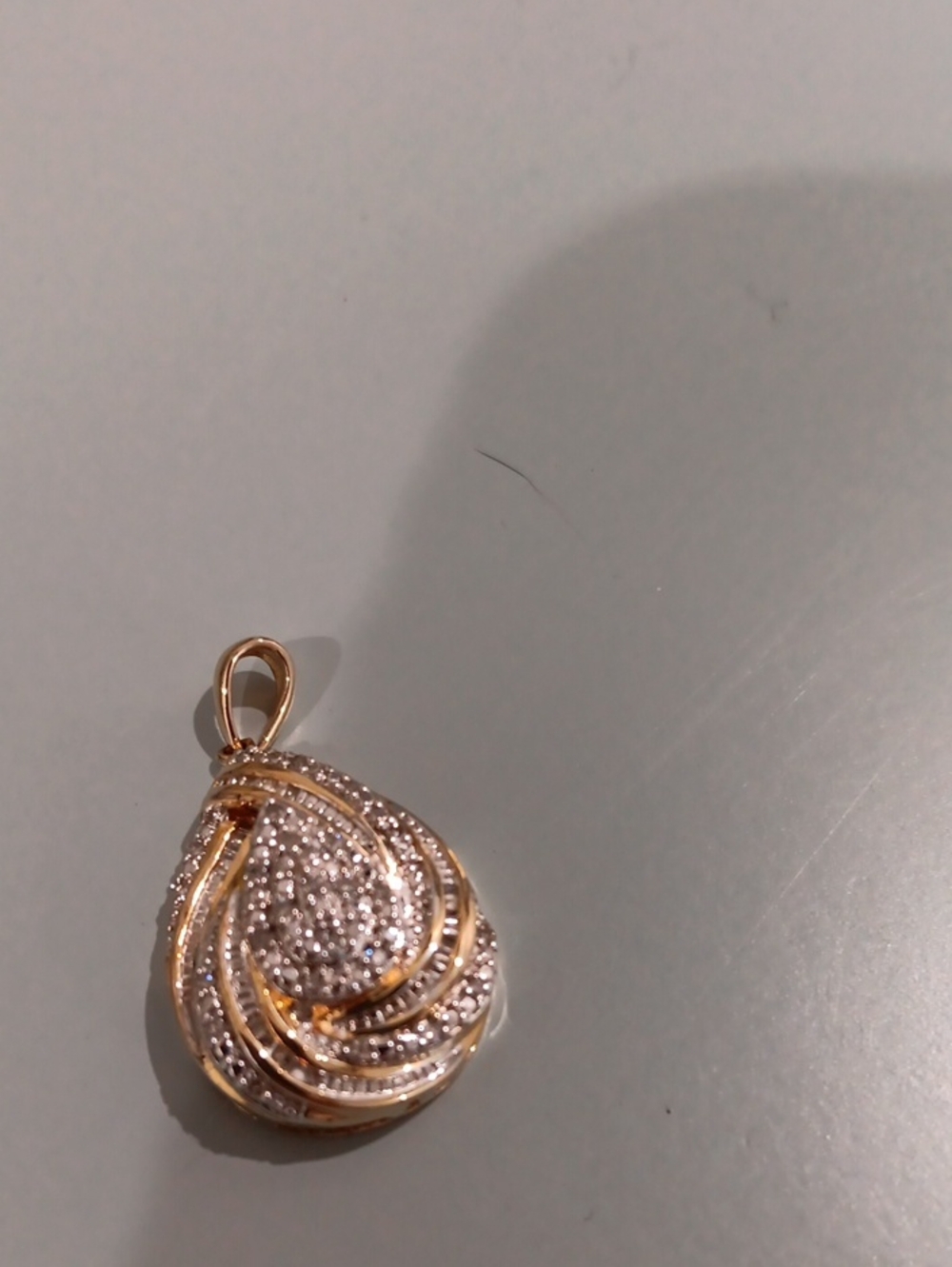 Elegant Gold & Silver Teardrop Pendant with Diamond Accents Gold Filled